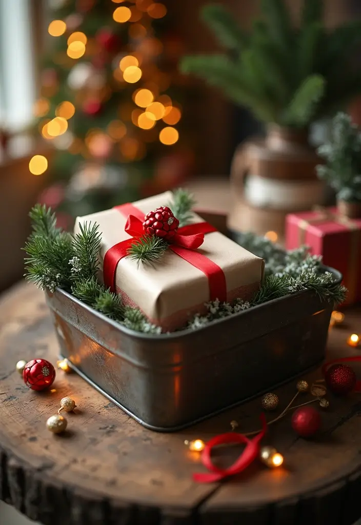 28 Metal Basket Decor Ideas In Farmhouse Style 22. Creative Gift Wrapping