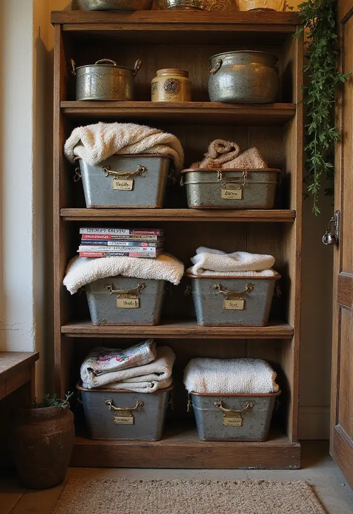 28 Metal Basket Decor Ideas In Farmhouse Style 3. Rustic Storage Solutions