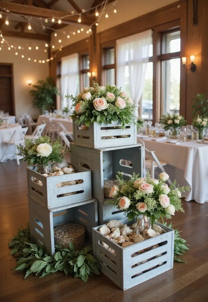 28 Metal Milk Crate Ideas For Rustic Home Decor - 21. Creative Wedding Decor