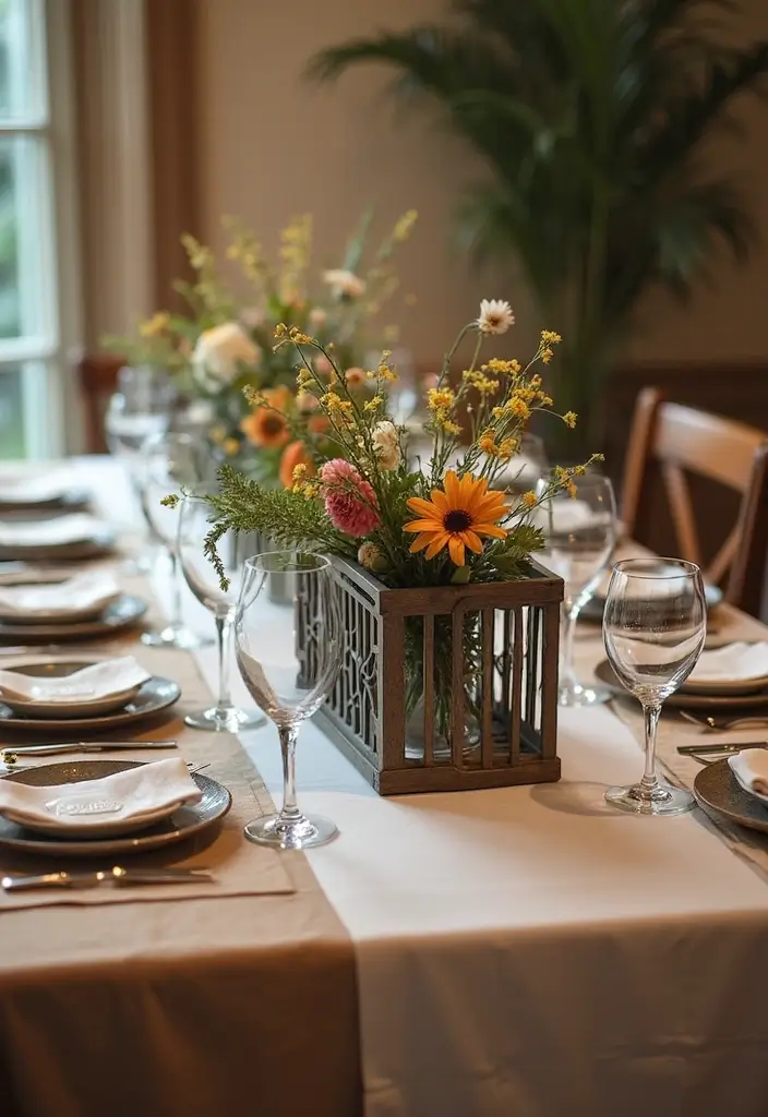 28 Metal Milk Crate Ideas For Rustic Home Decor - 23. Rustic Centerpieces