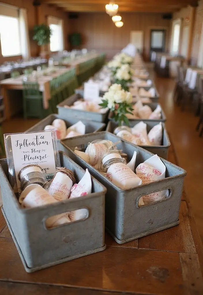 28 Metal Milk Crate Ideas For Rustic Home Decor - 28. Rustic Wedding Favors