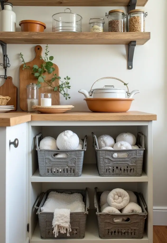 28 Metal Milk Crate Ideas For Rustic Home Decor - 6. Farmhouse Style Organization