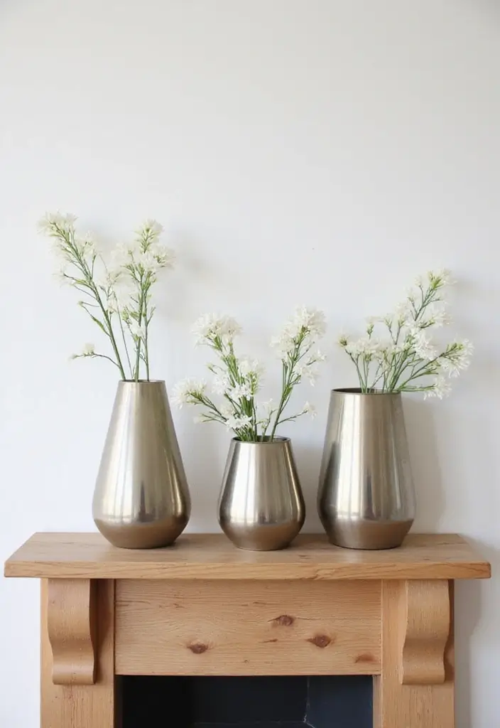 28 Modern Metal Vase Decor Ideas With A Sleek Look - 2. Minimalist Cylinder Vases