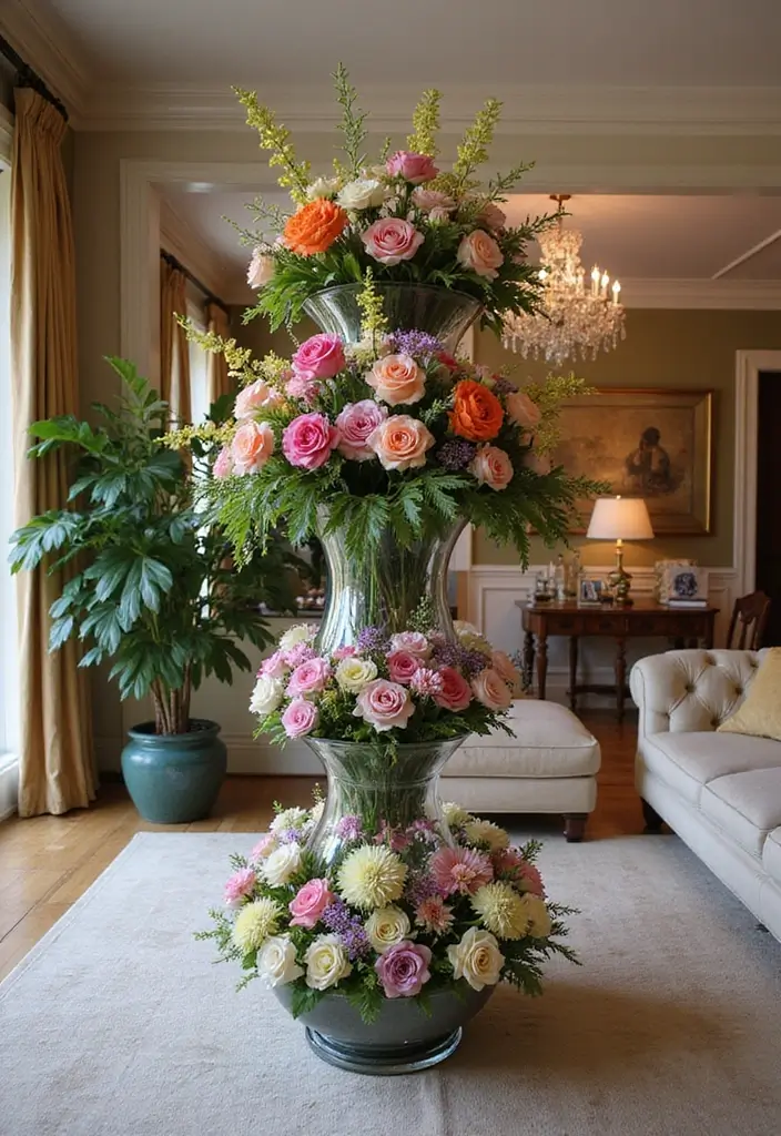 28 Modern Metal Vase Decor Ideas With A Sleek Look - 25. Multi-Tiered Vases