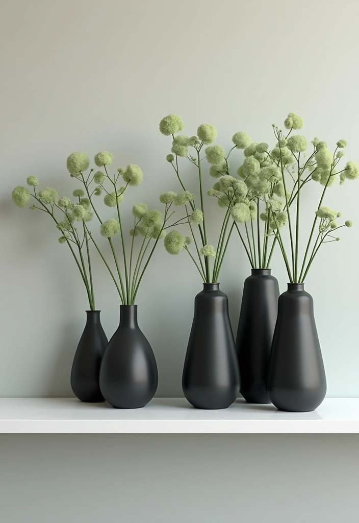 28 Modern Metal Vase Decor Ideas With A Sleek Look - 8. Monochromatic Metal Vases