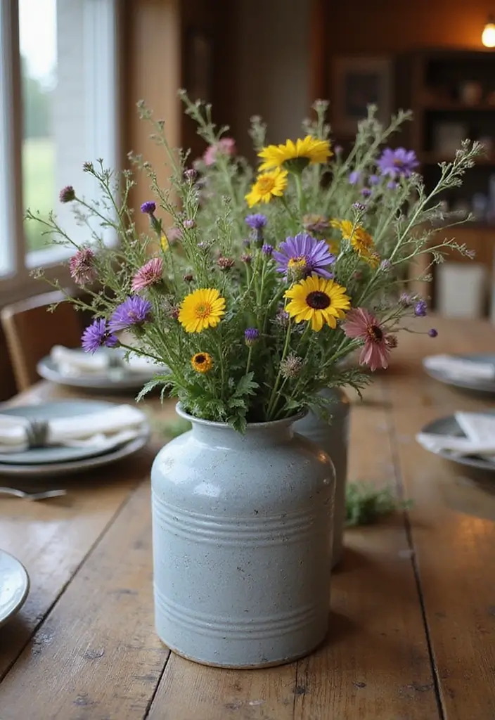 28 Modern Metal Vase Decor Ideas With A Sleek Look - 9. Rustic Farmhouse Metal Vases