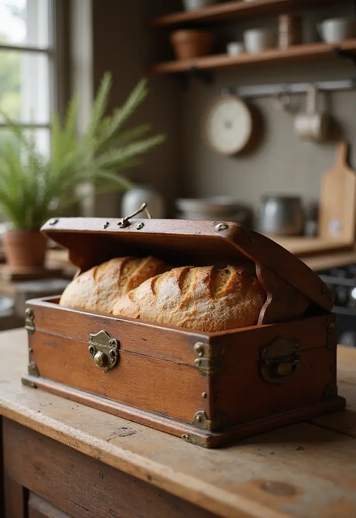 28 Vintage Metal Kitchen Decor Ideas With Old-School Charm - 11. Vintage Bread Box