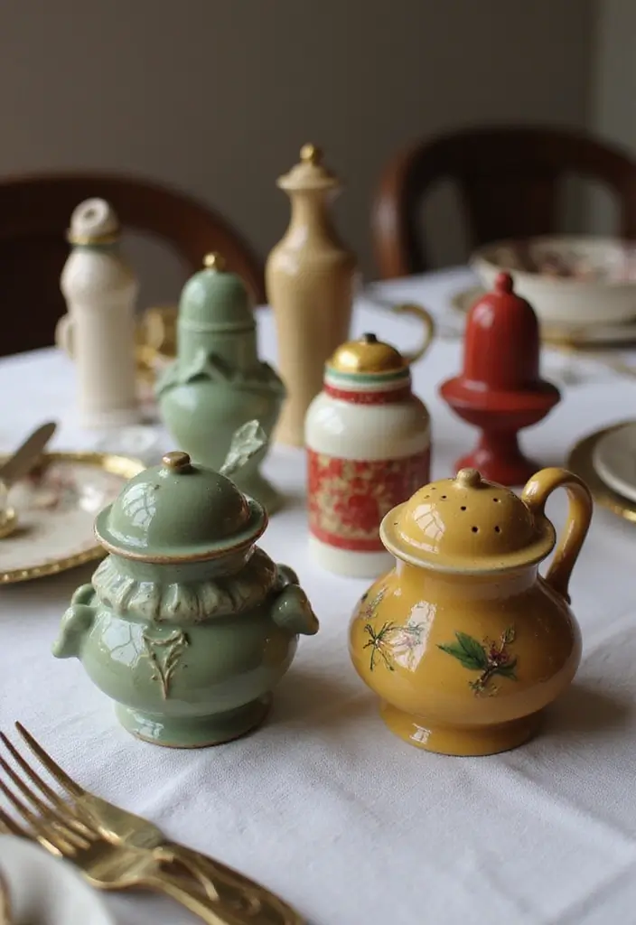 28 Vintage Metal Kitchen Decor Ideas With Old-School Charm - 15. Vintage Salt and Pepper Shakers