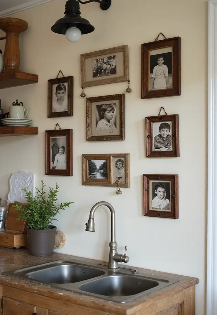 28 Vintage Metal Kitchen Decor Ideas With Old-School Charm - 17. Vintage Photo Frames