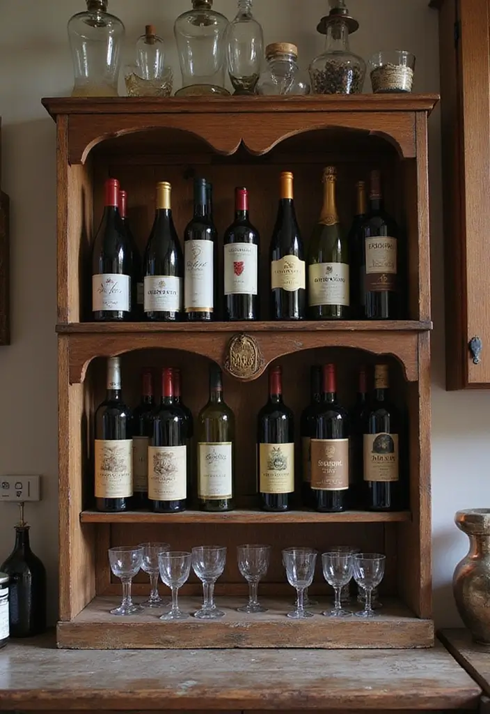 28 Vintage Metal Kitchen Decor Ideas With Old-School Charm - 25. Vintage Wine Rack