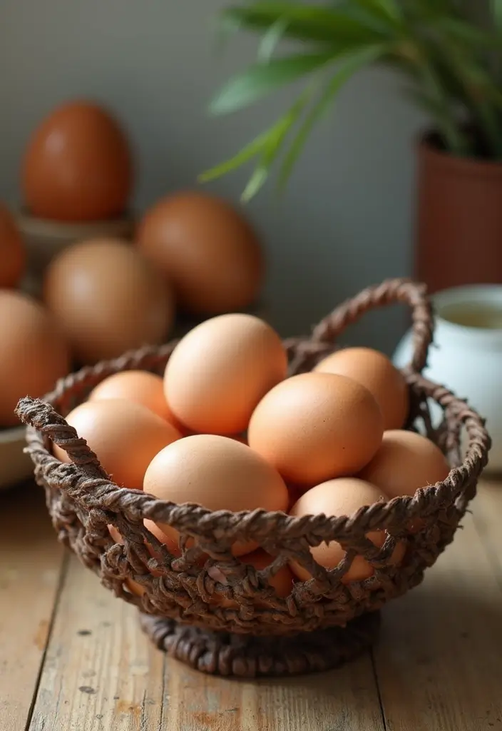 28 Vintage Metal Kitchen Decor Ideas With Old-School Charm - 26. Antique Egg Basket