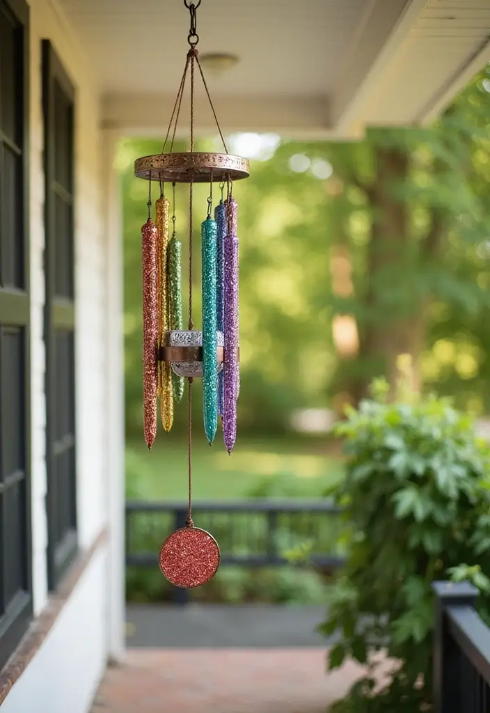 29 Exterior Wall Decor Ideas Using Metal Art 57 29 Exterior Wall Decor Ideas Using Metal Art - 19. Metal Wind Chimes