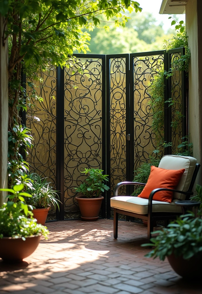 29 Exterior Wall Decor Ideas Using Metal Art 96 29 Exterior Wall Decor Ideas Using Metal Art - 26. Metal Art Panels for Privacy