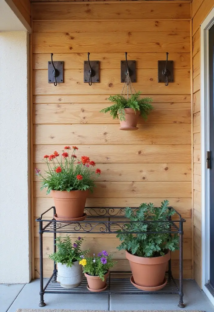 29 Exterior Wall Decor Ideas Using Metal Art 17 29 Exterior Wall Decor Ideas Using Metal Art - 5. Functional Metal Art: Coat Hooks and Shelves