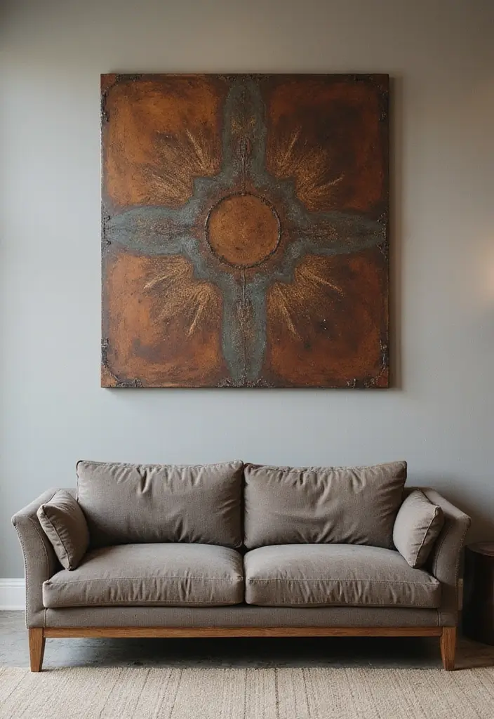 29 Home Decor Ideas With Metal Sculptures That Impress 1. Statement Metal Wall Art 20251013 164308