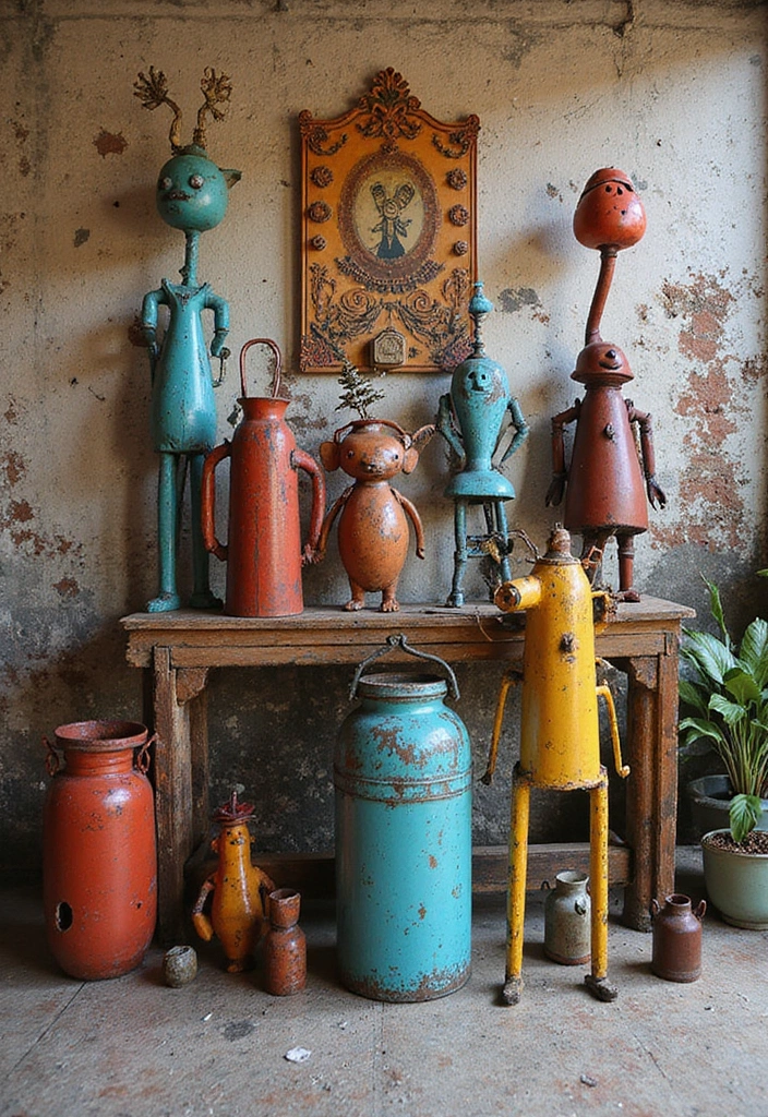 29 Home Decor Ideas With Metal Sculptures That Impress 11. Recycled Metal Sculptures 20251013 164342