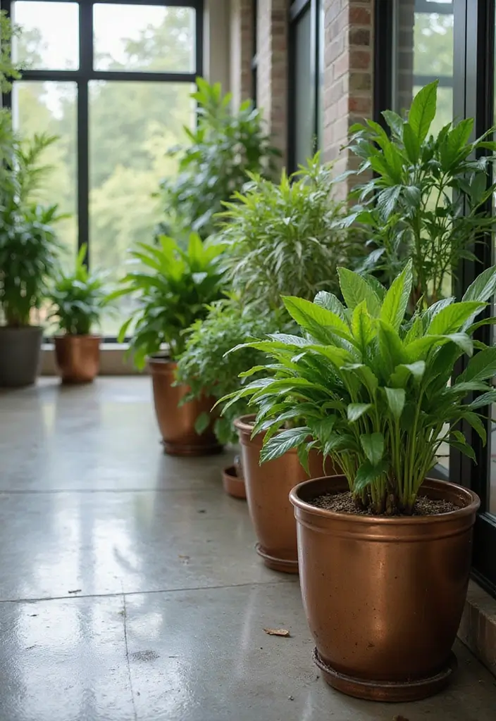 29 Home Decor Ideas With Metal Sculptures That Impress 17. Metal Planters and Pots 20251013 164402