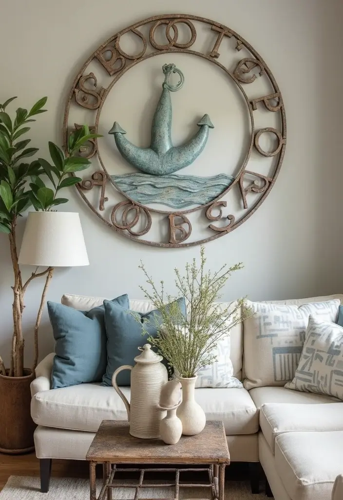 29 Home Decor Ideas With Metal Sculptures That Impress 25. Coastal Themed Metal Decor 20251013 164430