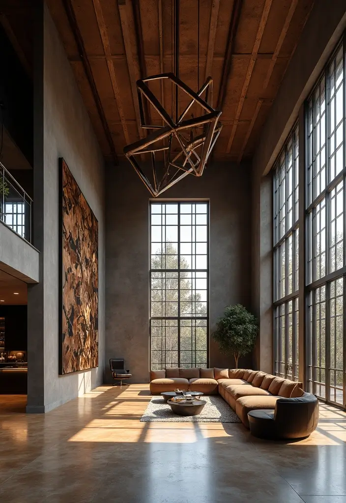 29 Home Decor Ideas With Metal Sculptures That Impress 28. Metal Art in High Ceilings 20251013 164439