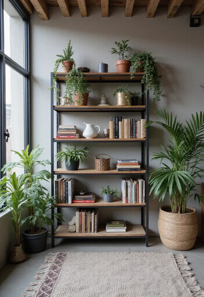 29 Home Decor Ideas With Metal Sculptures That Impress 3. Industrial Metal Shelving 20251013 164314