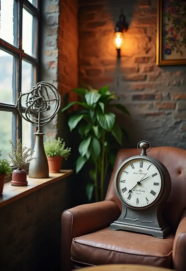 29 Home Decor Ideas With Metal Sculptures That Impress 9. Vintage Inspired Metal Decor 20251013 164335