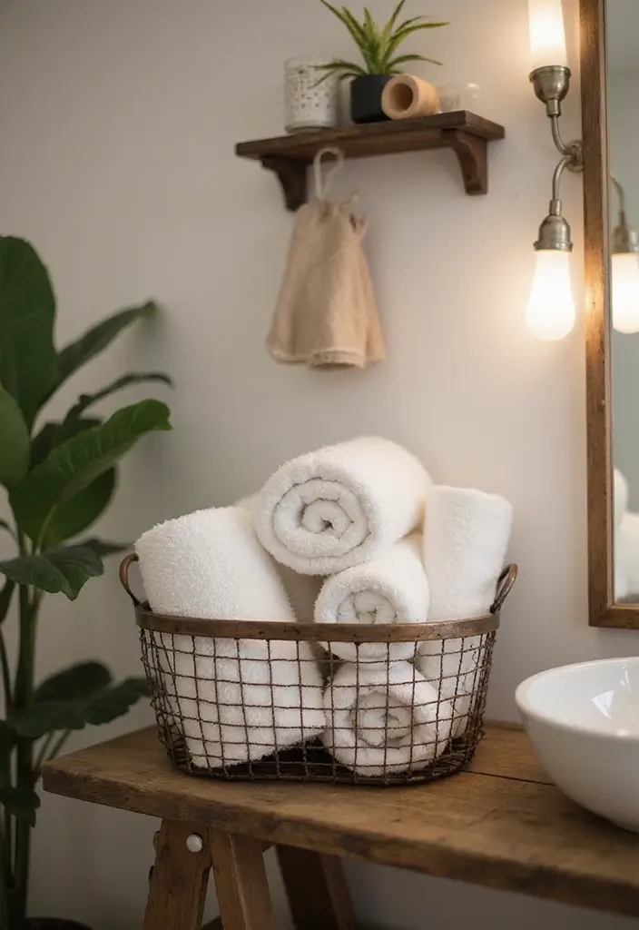 29 Metal Basket Decor Ideas For A Beautiful Kitchen - 10. Metal Basket Bathroom Storage