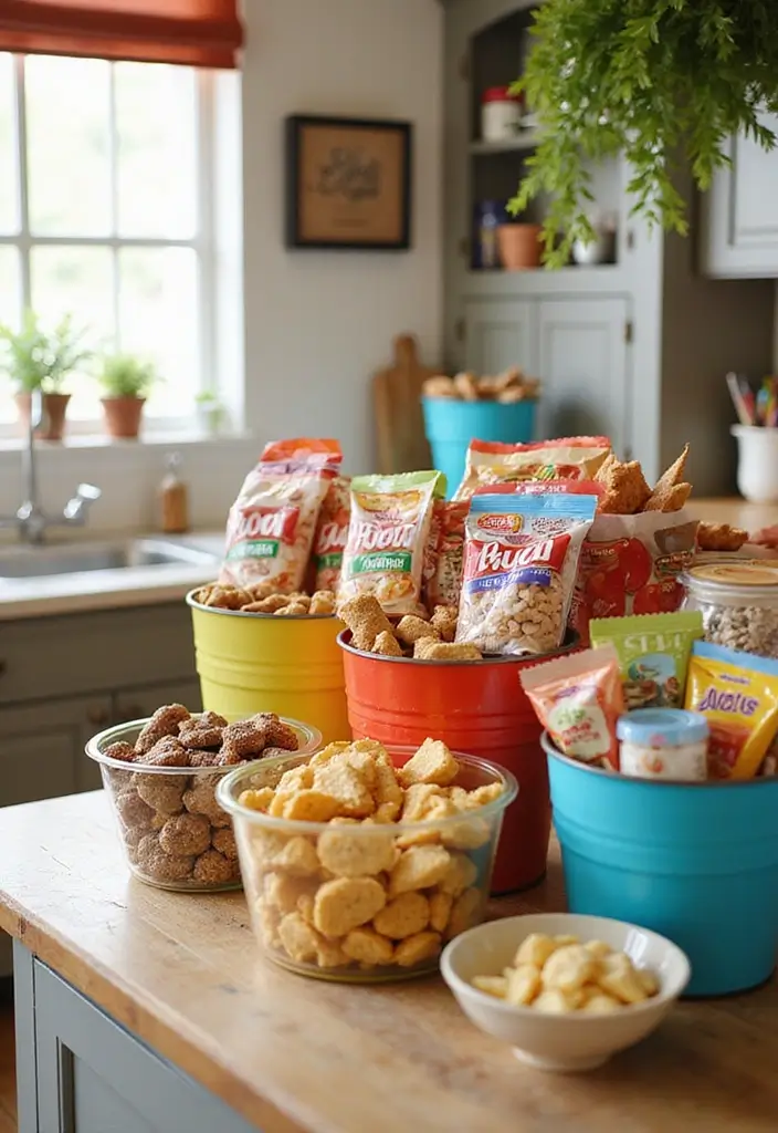 29 Metal Basket Decor Ideas For A Beautiful Kitchen - 11. Kid-Friendly Snack Station