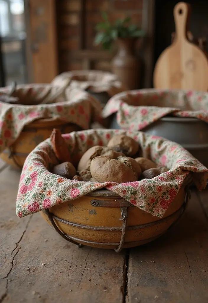 29 Metal Basket Decor Ideas For A Beautiful Kitchen - 15. Decorative Metal Baskets with Liners