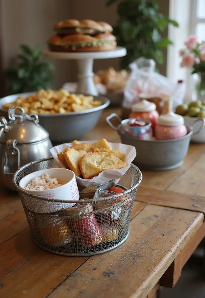 29 Metal Basket Decor Ideas For A Beautiful Kitchen - 20. Metal Baskets for Party Supplies