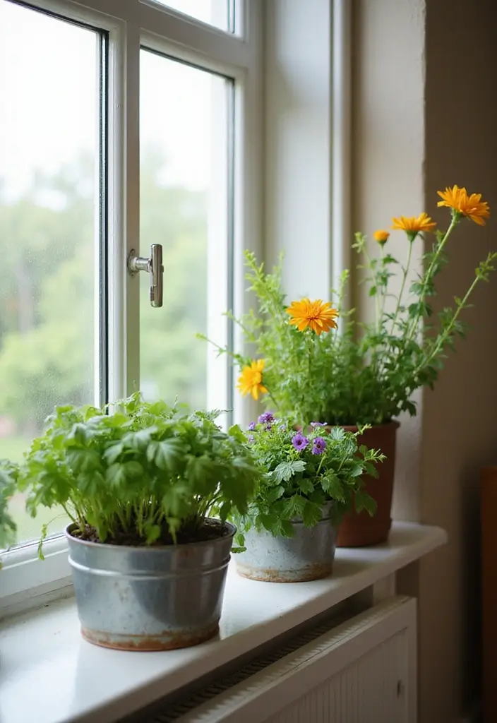 29 Metal Basket Decor Ideas For A Beautiful Kitchen - 27. Metal Basket Planters