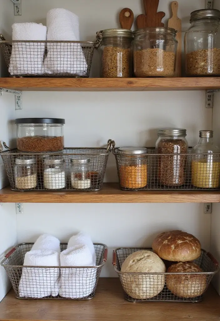 29 Metal Basket Decor Ideas For A Beautiful Kitchen - 9. Multi-Purpose Metal Baskets