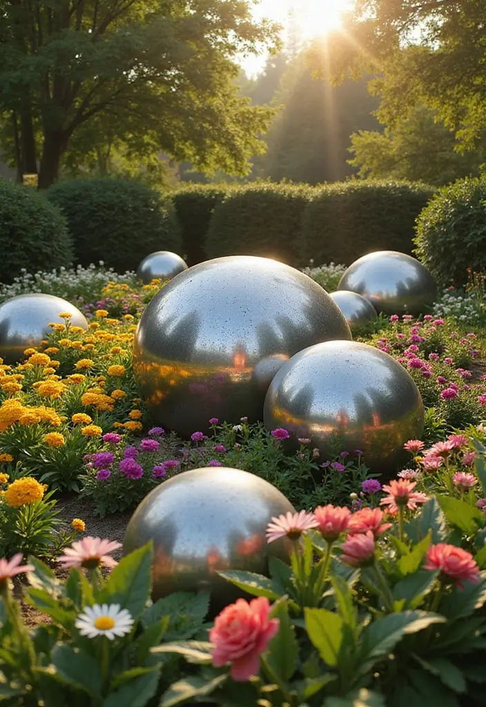 29 Metal Garden Decor Ideas To Enhance Outdoor Beauty - 27. Metal Garden Globes