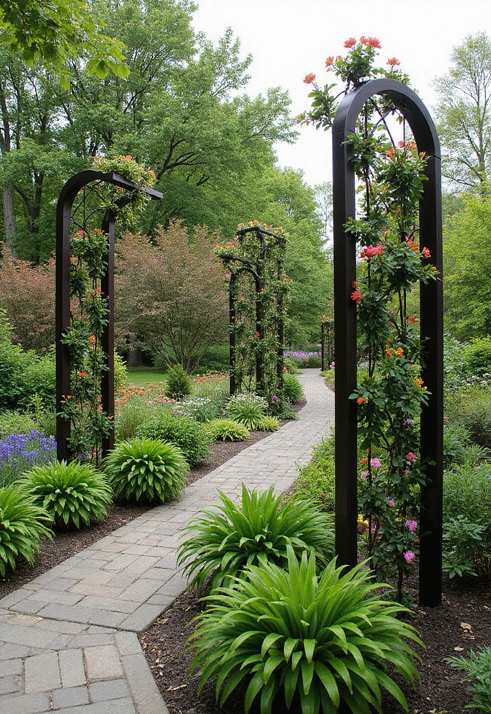 29 Metal Garden Decor Ideas To Enhance Outdoor Beauty - 3. Artistic Metal Trellises