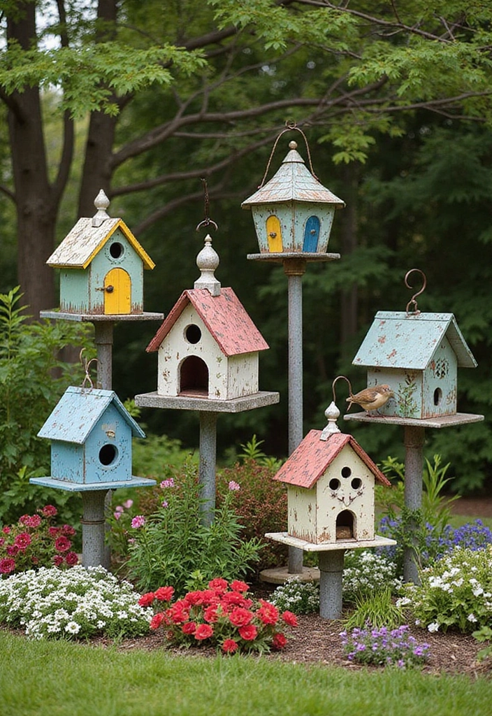29 Metal Garden Decor Ideas To Enhance Outdoor Beauty - 4. Decorative Metal Birdhouses