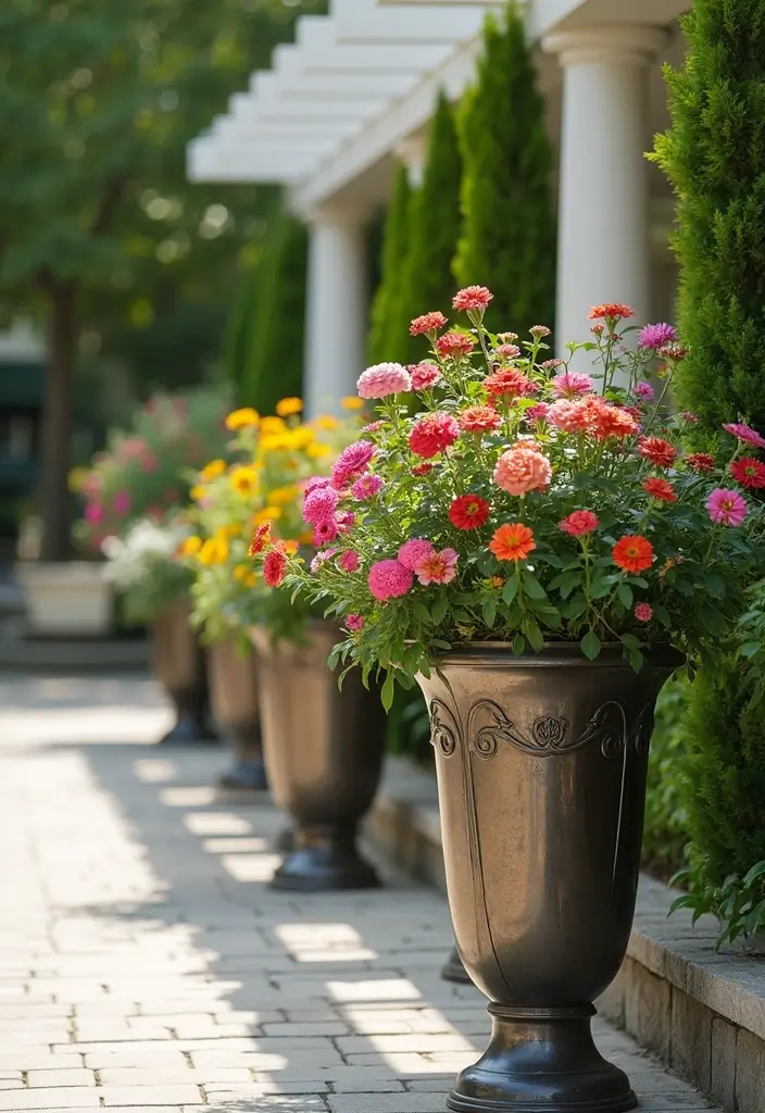 29 Metal Garden Decor Ideas To Enhance Outdoor Beauty - 5. Elegant Metal Planters