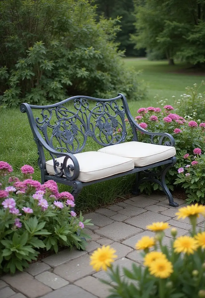 29 Metal Garden Decor Ideas To Enhance Outdoor Beauty - 6. Metal Garden Bench