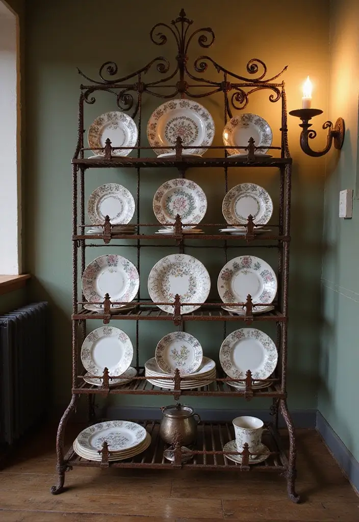 29 Metal Plate Rack Ideas For Functional Wall Decor 35 29 Metal Plate Rack Ideas For Functional Wall Decor - 19. Vintage Iron Plate Rack