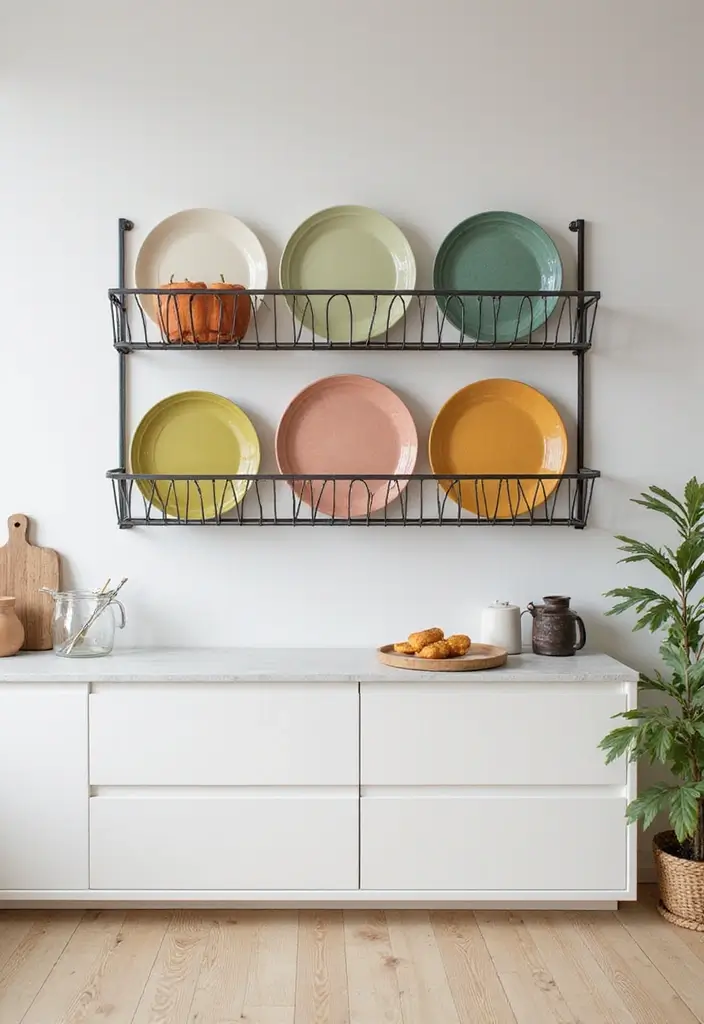 29 Metal Plate Rack Ideas For Functional Wall Decor 2 29 Metal Plate Rack Ideas For Functional Wall Decor - 2. Geometric Metal Plate Rack