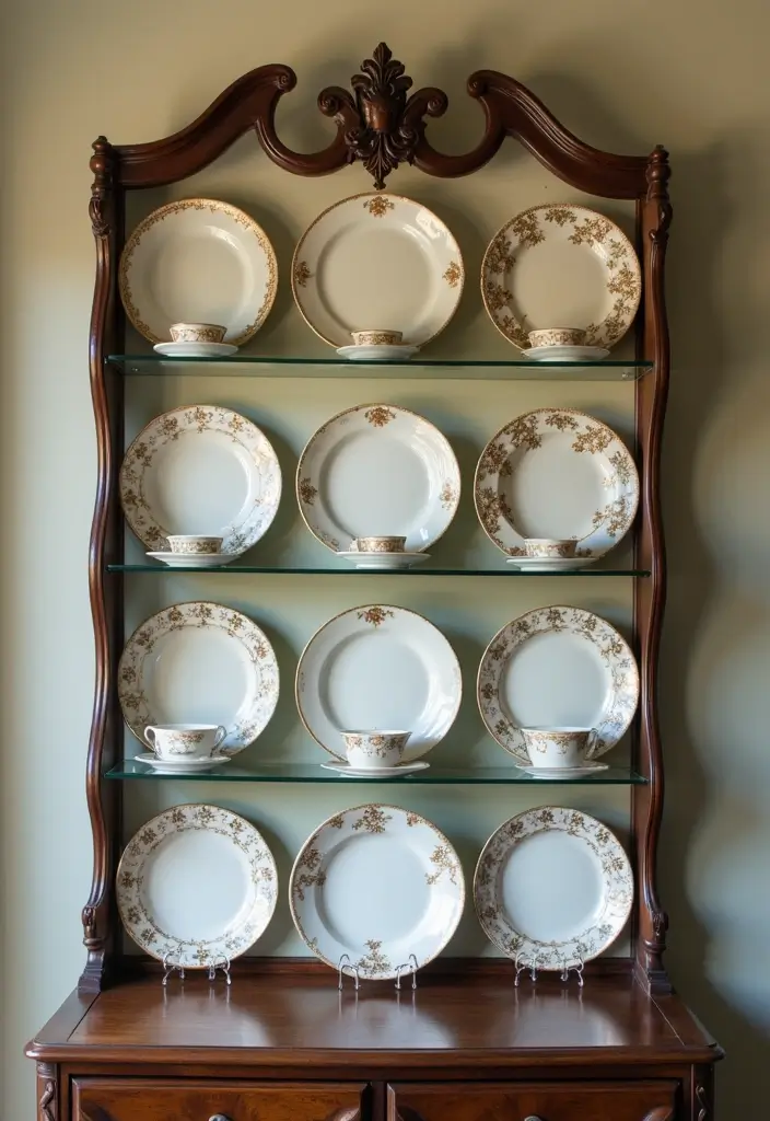 29 Metal Plate Rack Ideas For Functional Wall Decor 39 29 Metal Plate Rack Ideas For Functional Wall Decor - 23. Vintage Wall Plate Rack with Glass Shelves