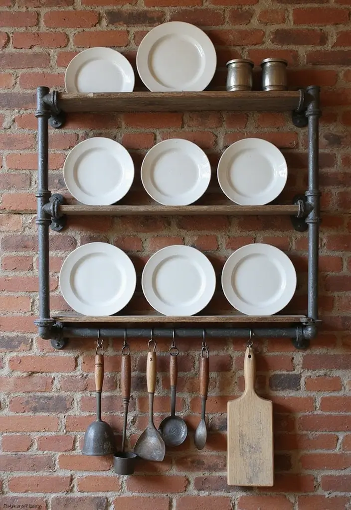 29 Metal Plate Rack Ideas For Functional Wall Decor 7 29 Metal Plate Rack Ideas For Functional Wall Decor - 5. Industrial Pipe Plate Rack