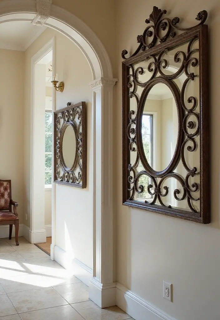 29 Metal Scroll Wall Decor Ideas With Timeless Appeal 16. Decorative Metal Mirrors 20251013 164109