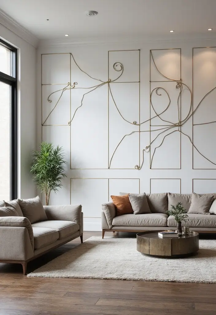 29 Metal Scroll Wall Decor Ideas With Timeless Appeal 5. Geometric Metal Scroll Accents 20251013 164031