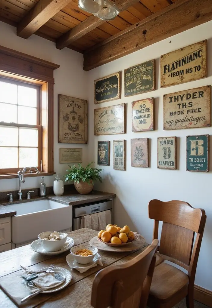 29 Metal Scroll Wall Decor Ideas With Timeless Appeal 6. Vintage inspired Metal Signs 20251013 164035