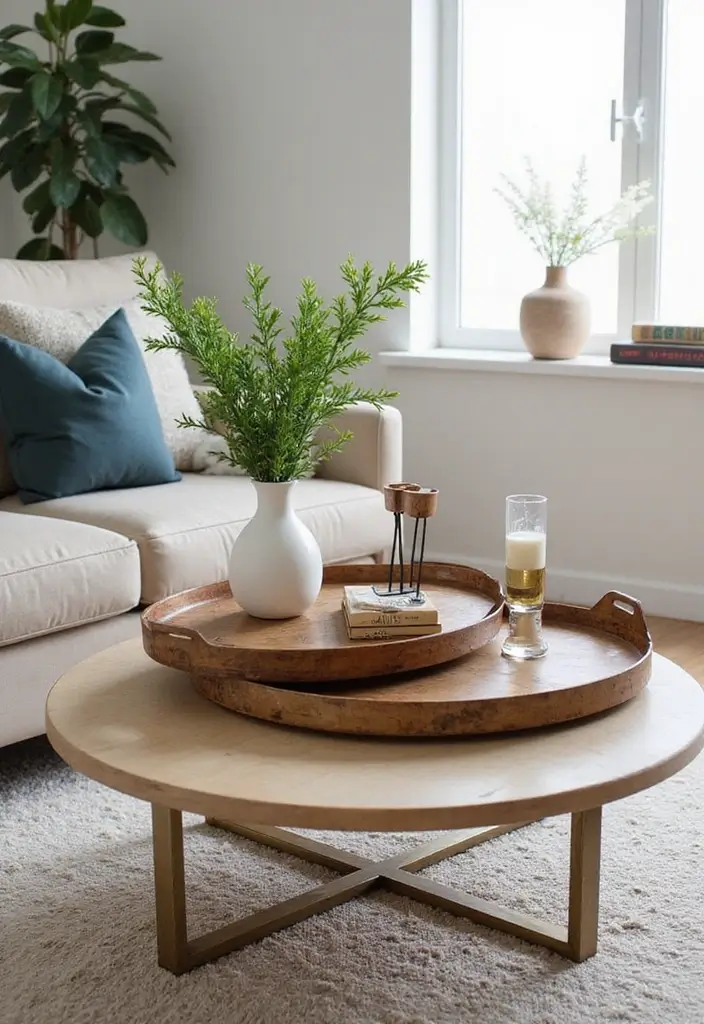 29 Oval Metal Tray Decor Ideas That Feel Luxurious - 1. Layered Elegance