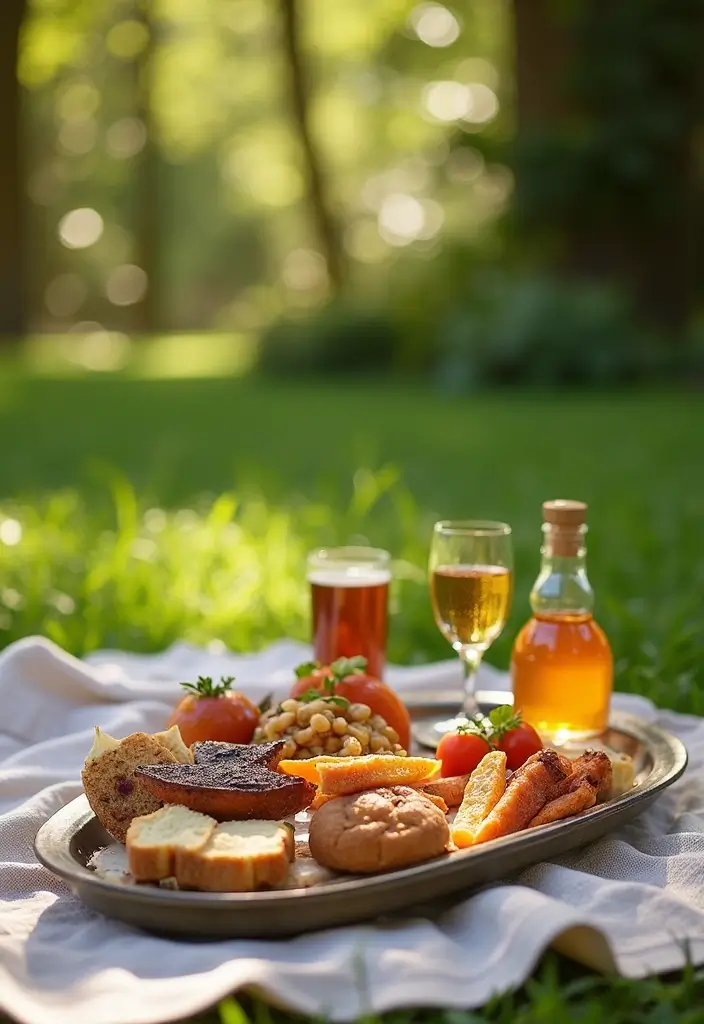 29 Oval Metal Tray Decor Ideas That Feel Luxurious - 11. Luxury Picnic Setup