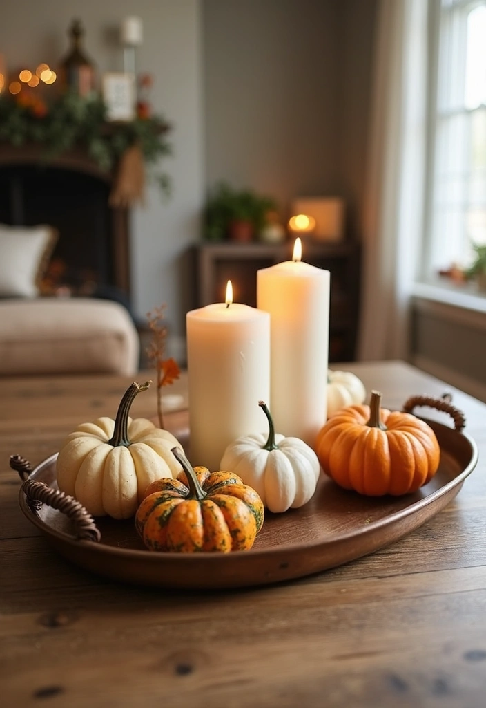 29 Oval Metal Tray Decor Ideas That Feel Luxurious - 12. Seasonal Decor Accent