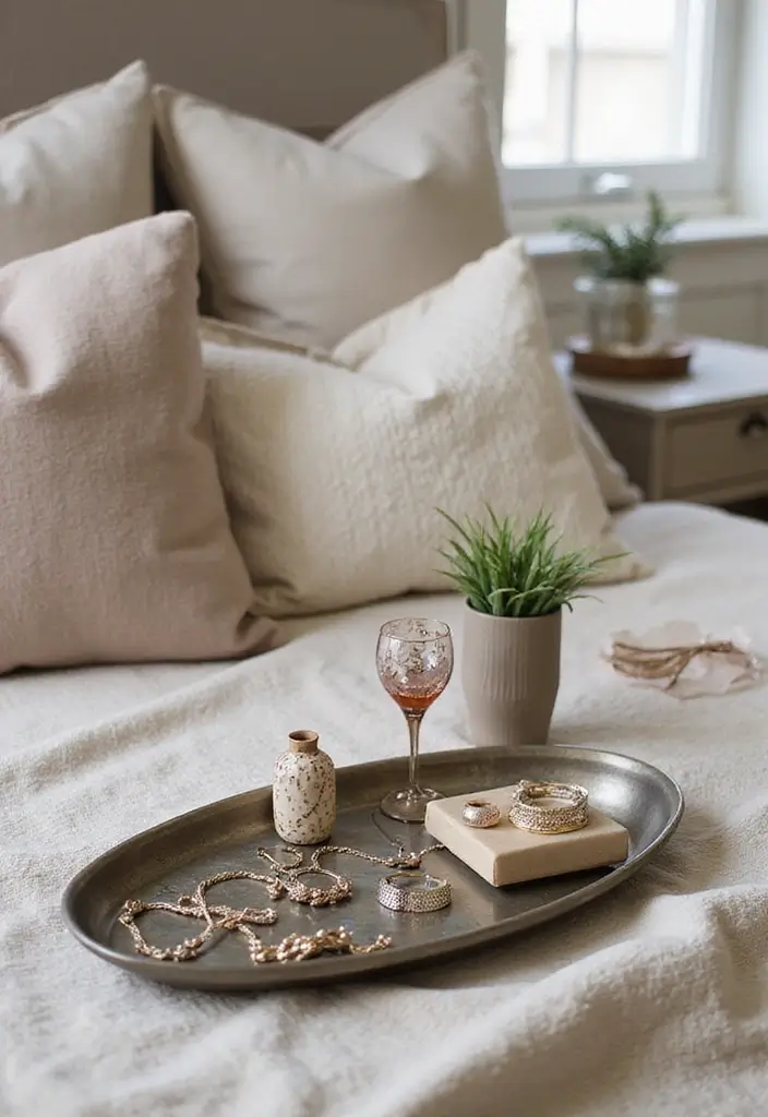 29 Oval Metal Tray Decor Ideas That Feel Luxurious - 14. Fashionable Jewelry Display