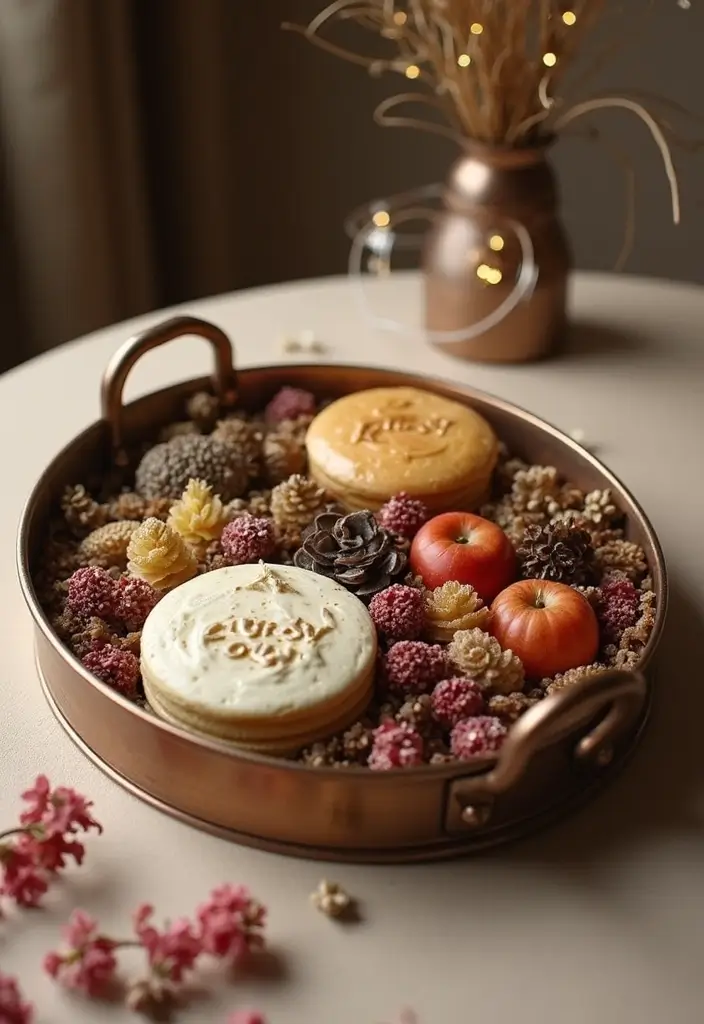 29 Oval Metal Tray Decor Ideas That Feel Luxurious - 17. Exquisite Gift Presentation