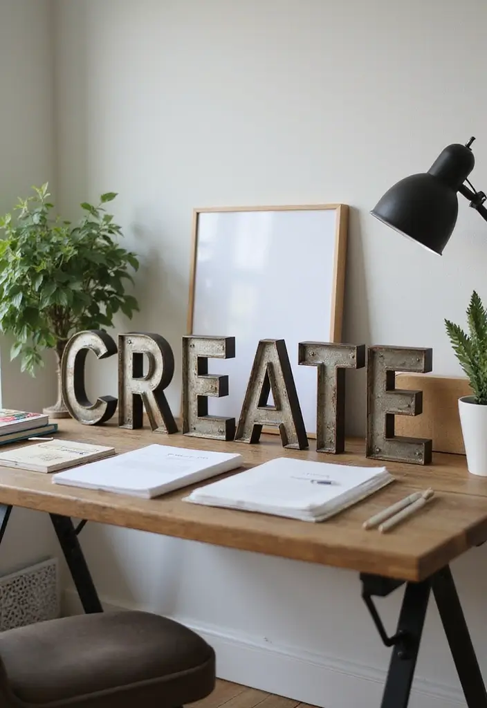 29 Vintage Metal Letter Decor Ideas That Tell A Story 16. Vintage Letters in Home Offices 20251013 164035