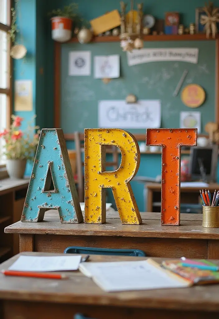 29 Vintage Metal Letter Decor Ideas That Tell A Story 22. Vintage Letters for Educational Spaces 20251013 164056